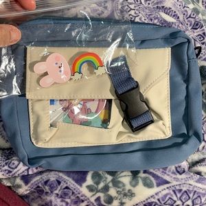 Blue and cream color crossbody bag for kids